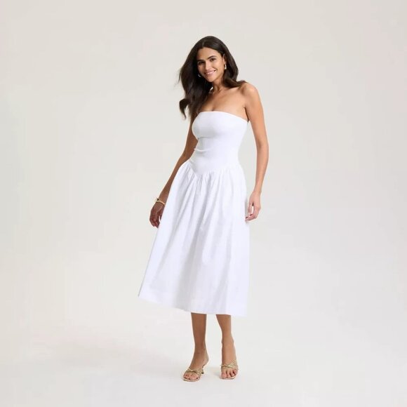 a new day Dresses & Skirts - A New Day White Tube Top Bodice & A-Line Skirt Maxi Dress -- Size Small 4/6